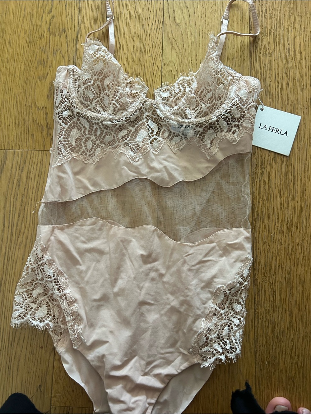 La Perla Lace & Mesh Chemise in Blush Pink